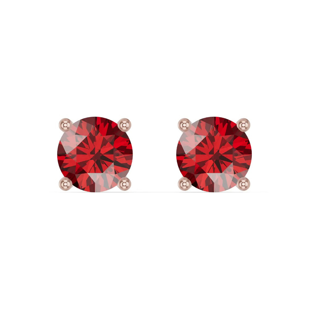 360 degree view of Round Garnet Stud Earrings