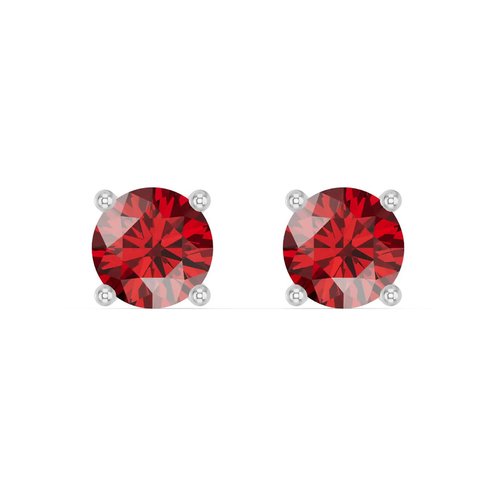 360 degree view of Round Garnet Stud Earrings