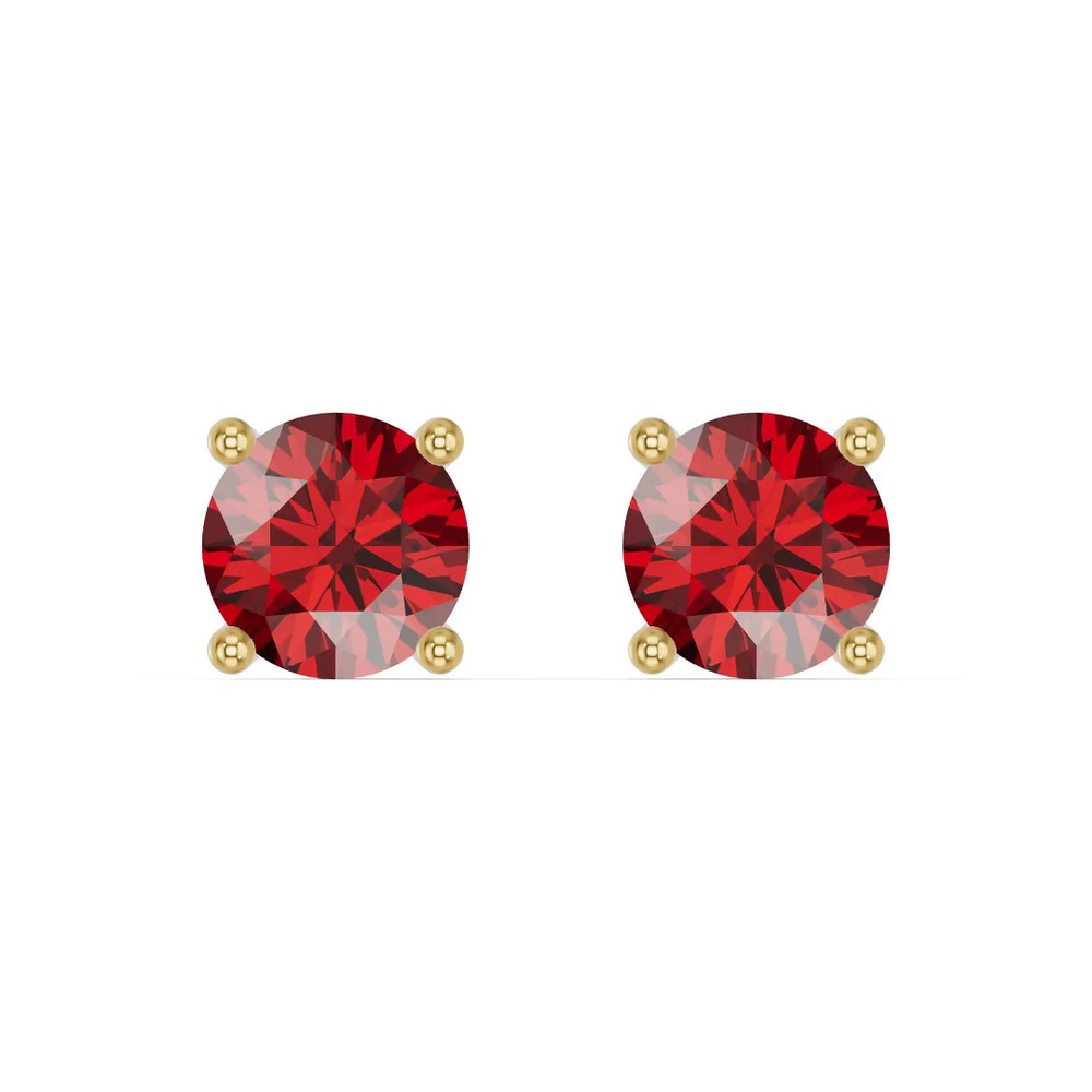 360 degree view of Round Garnet Stud Earrings