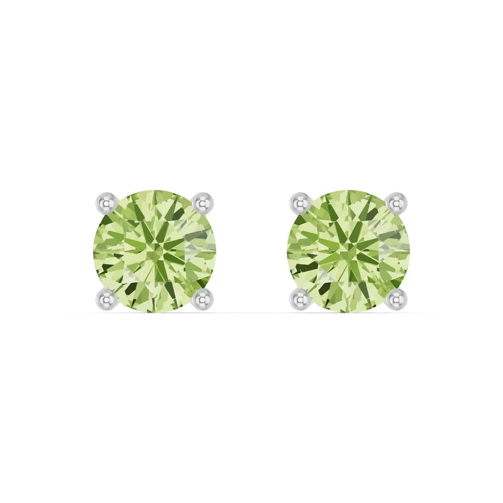 360 degree view of Round Peridot Silver Stud Earrings