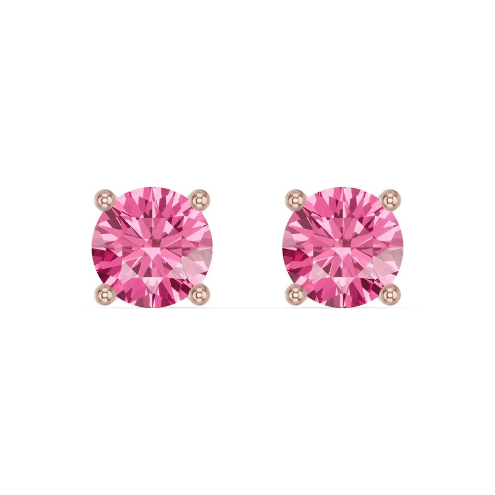 360 degree view of Round Pink Tourmaline Stud Earrings