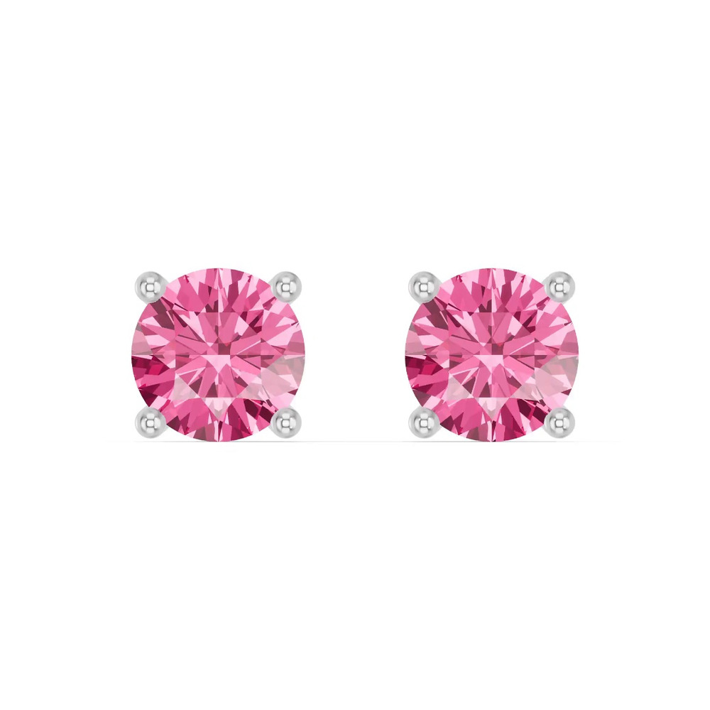 360 degree view of Round Pink Tourmaline Stud Earrings