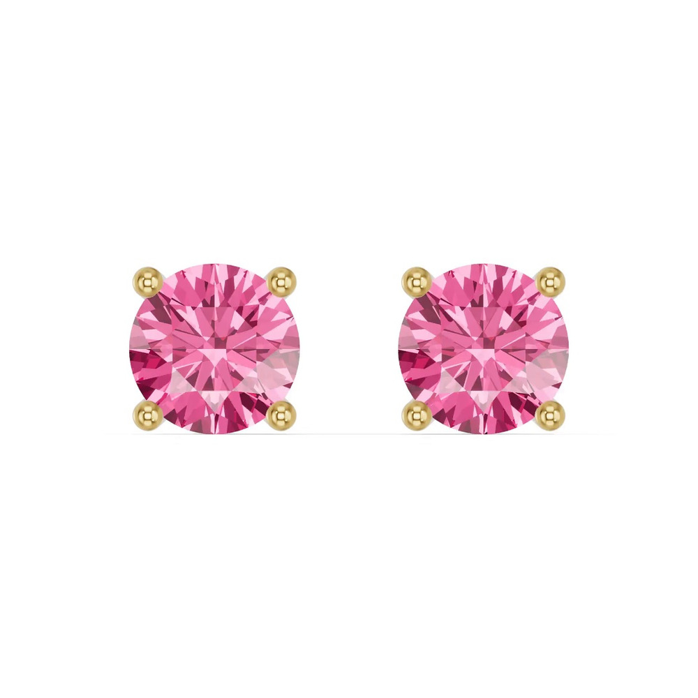 360 degree view of Round Pink Tourmaline Stud Earrings