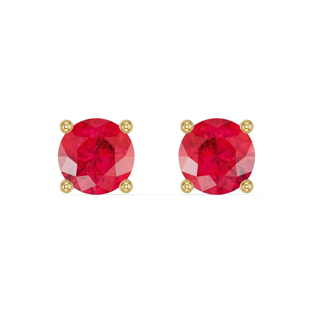 360 degree view of Round Ruby Stud Earrings