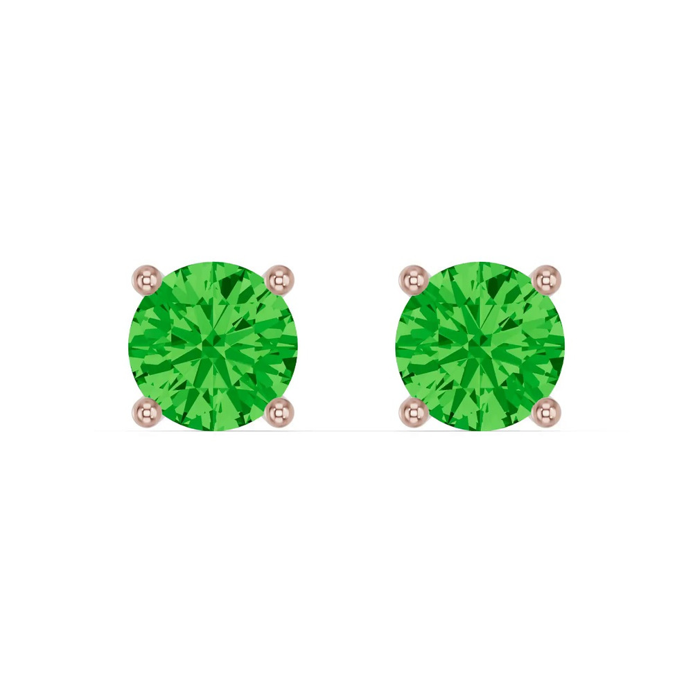 360 degree view of Round Tsavorite Stud Earrings