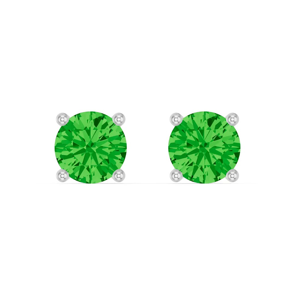 360 degree view of Round Tsavorite Silver Stud Earrings