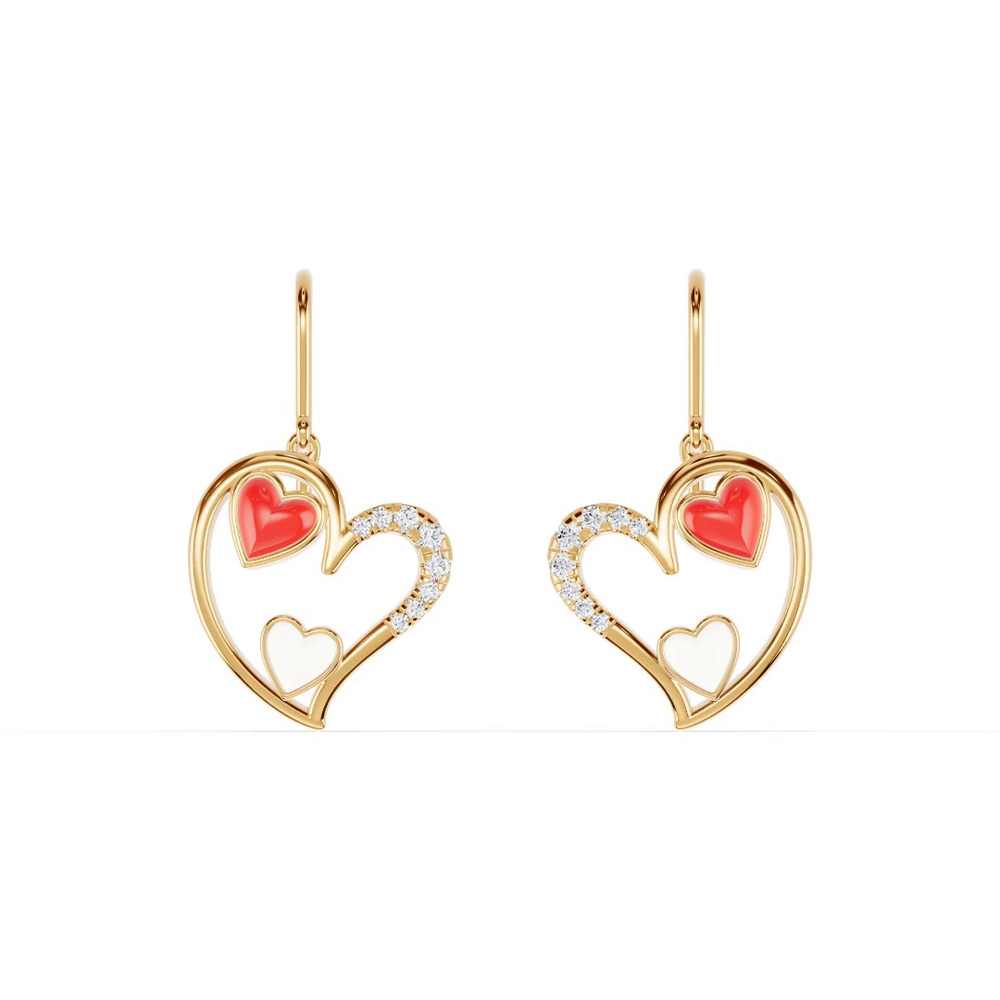 360 degree view of Duet Lab Pavé Heart Earrings – Red & White