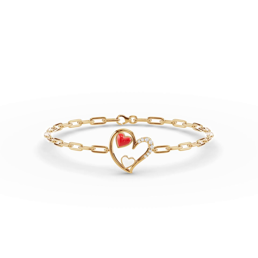 360 degree view of Duet Lab Pavé Heart Bracelet – Red & White