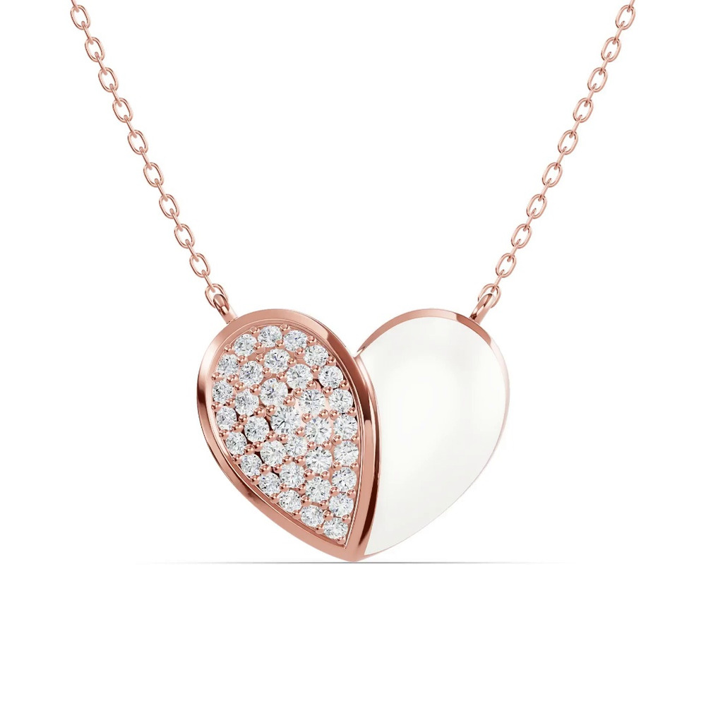 360 degree view of Amara White Ceramic Pavé Heart Necklace