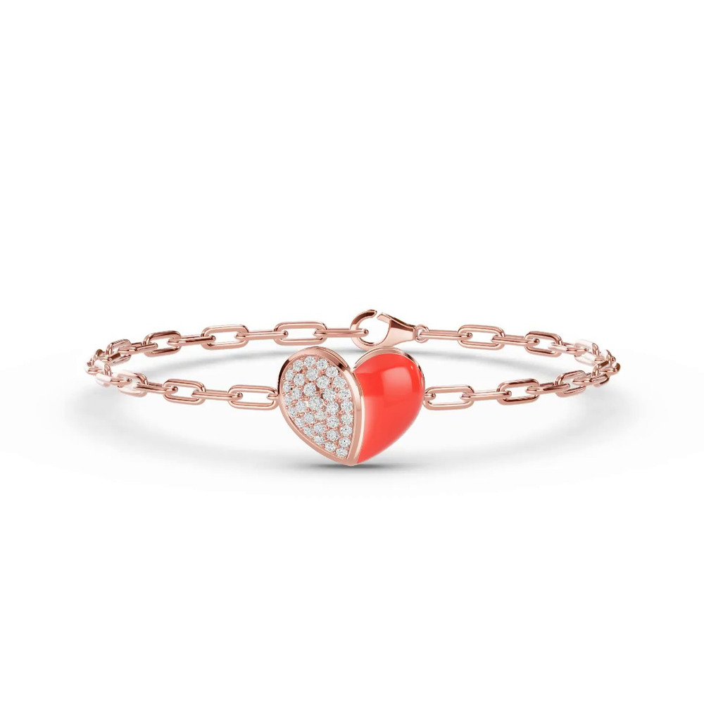 360 degree view of Amara Red Ceramic Pavé Heart Bracelet