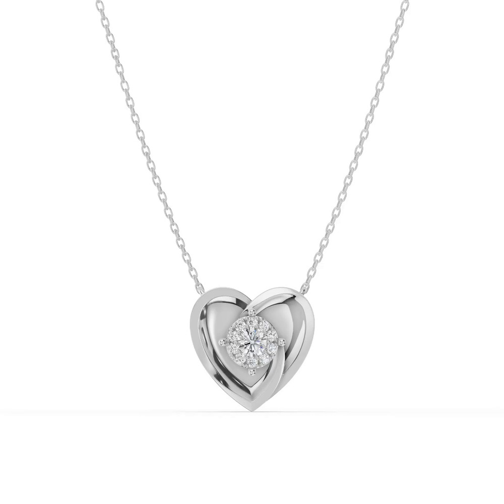 360 degree view of Spira Lab Pavé Halo Heart Necklace