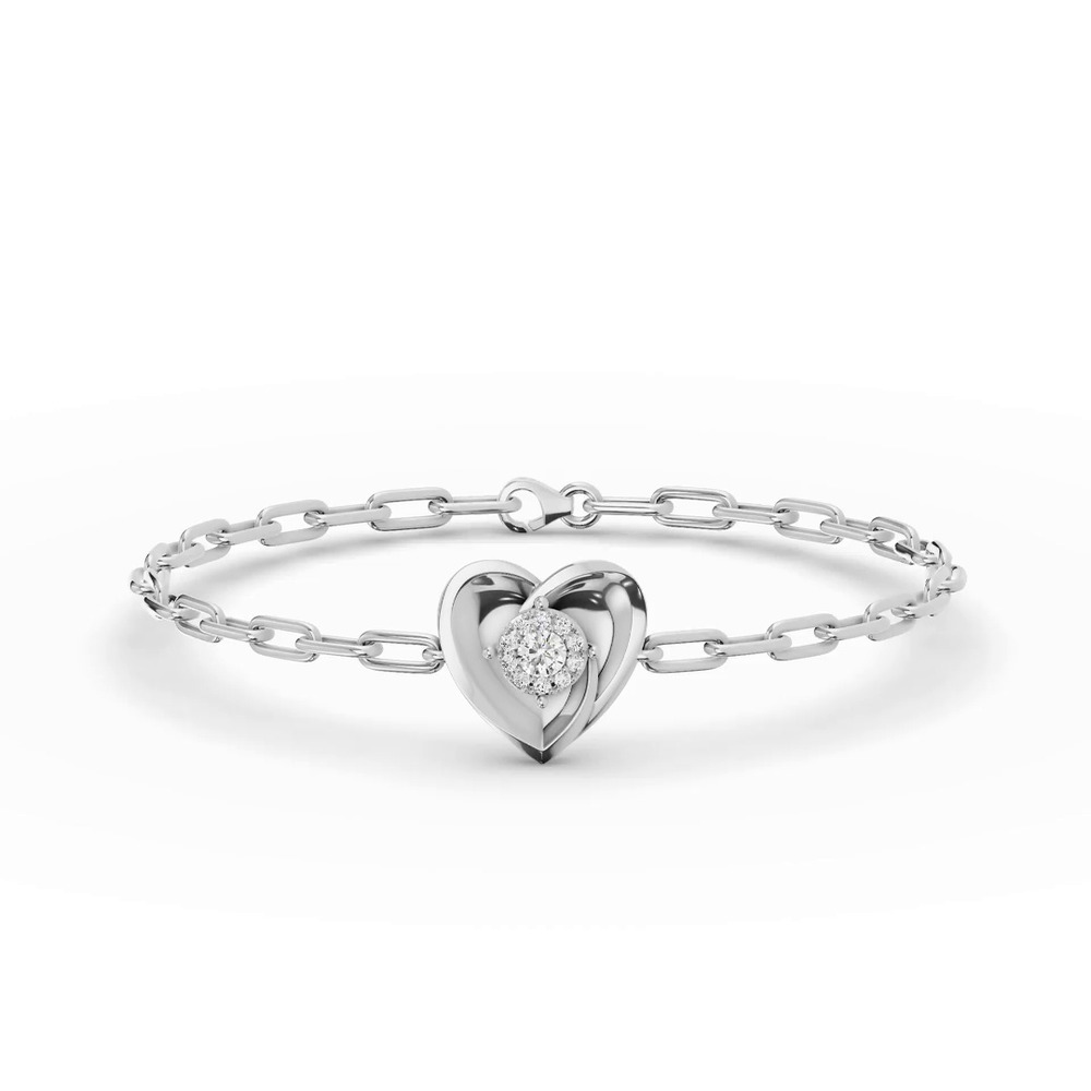 360 degree view of Spira Lab Pavé Halo Heart Silver Bracelet