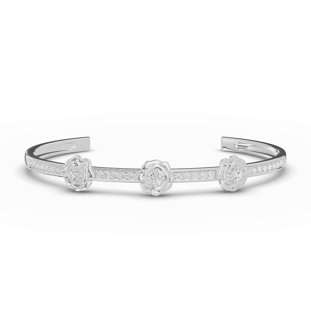 360 degree view of Rosina Lab Diamond Silver Bangle