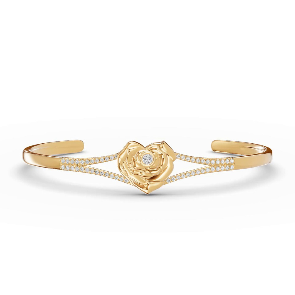 360 degree view of Rose Heart Diamond Bangle