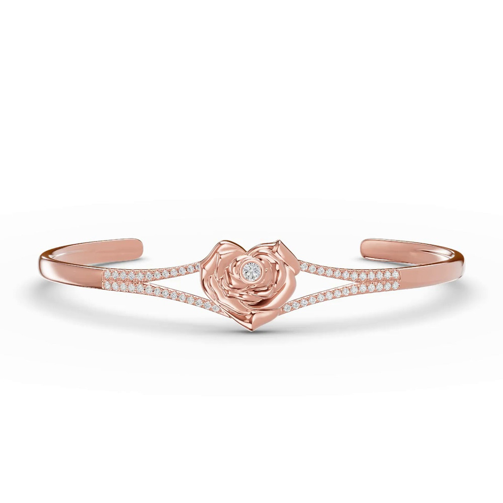360 degree view of Rose Heart Diamond Bangle