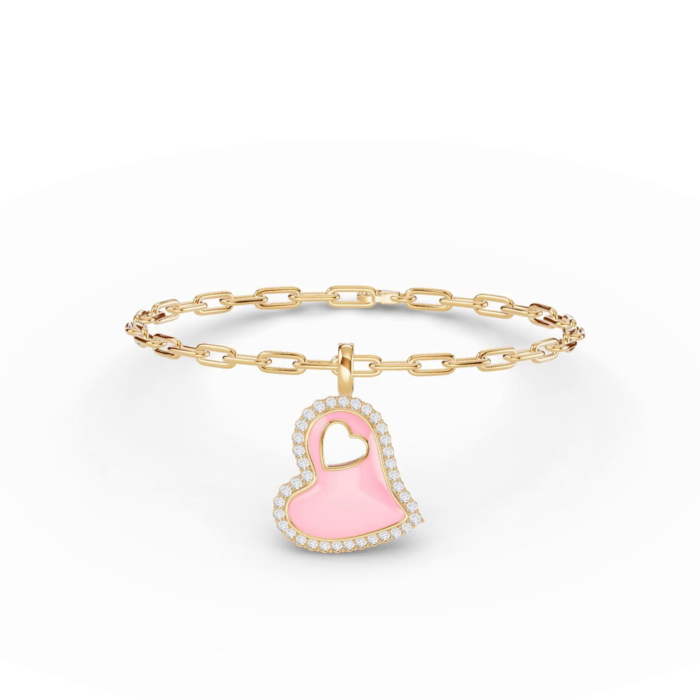 360 degree view of Cherish Pink Pavé Heart Bracelet