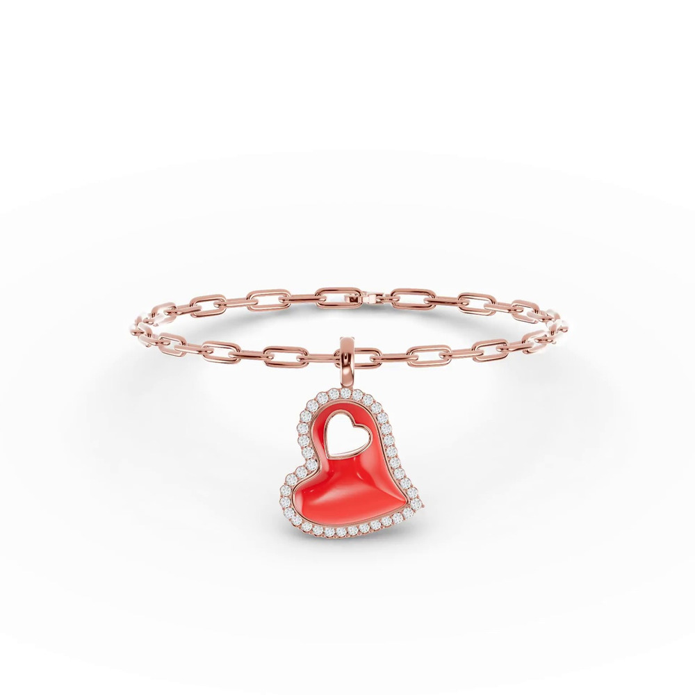 360 degree view of Cherish Red Pavé Heart Bracelet