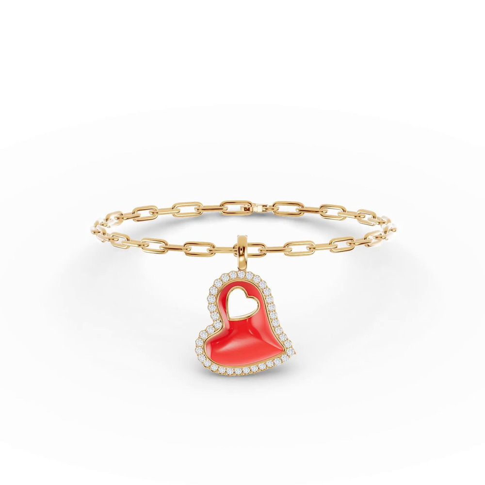 360 degree view of Cherish Red Pavé Heart Bracelet