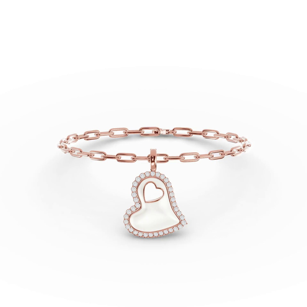 360 degree view of Cherish White Lab Pavé Heart Bracelet