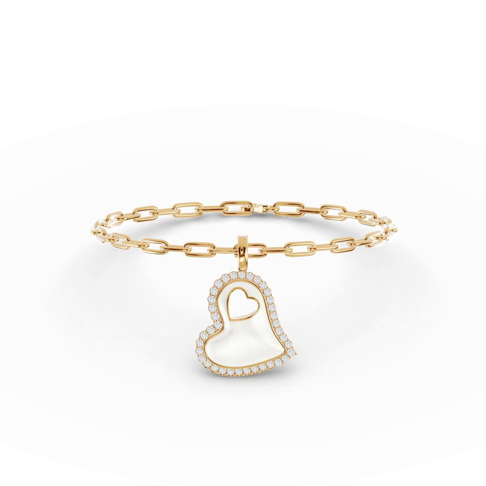 360 degree view of Cherish White Pavé Heart Bracelet