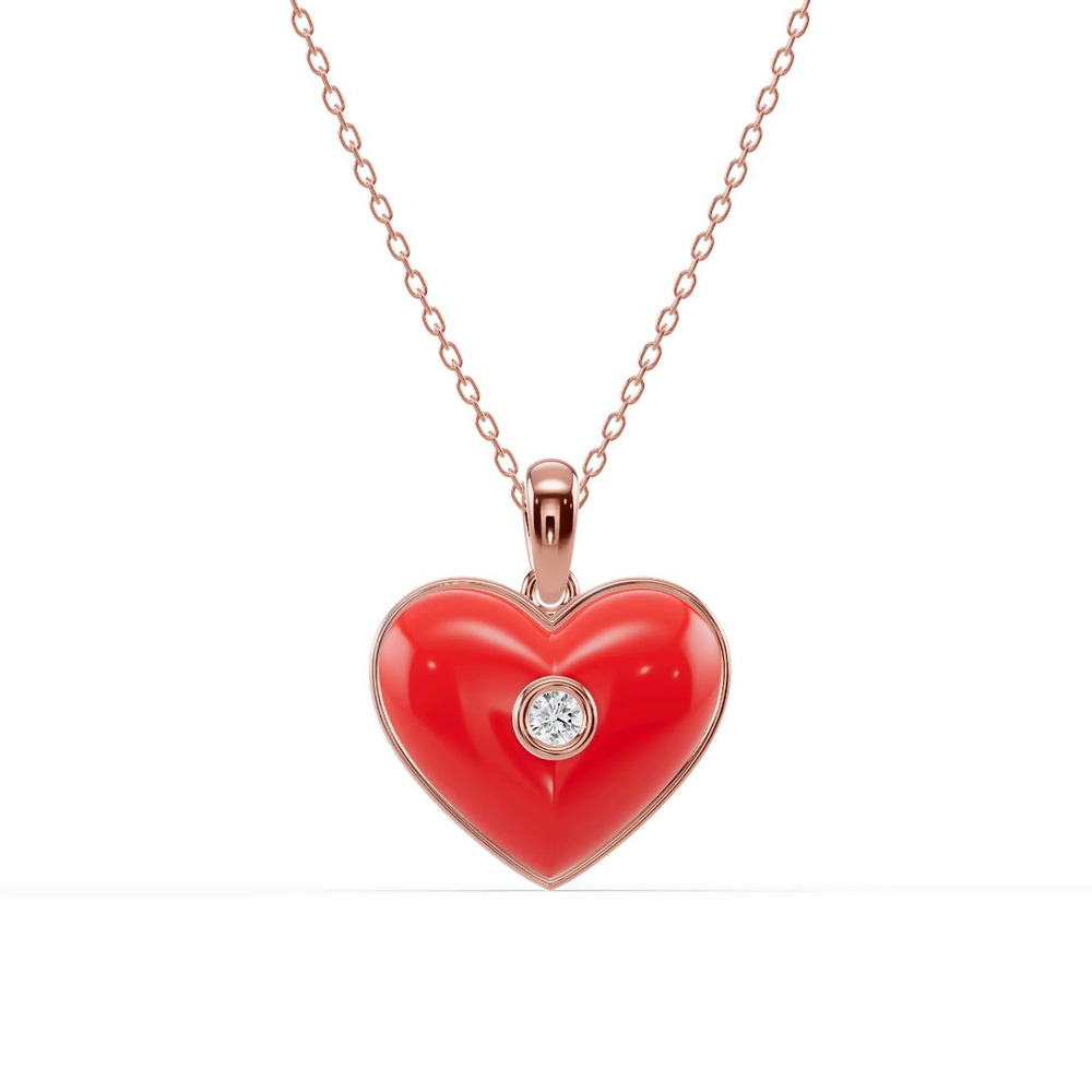 360 degree view of Devotion Red Heart Bezel Lab Diamond Necklace