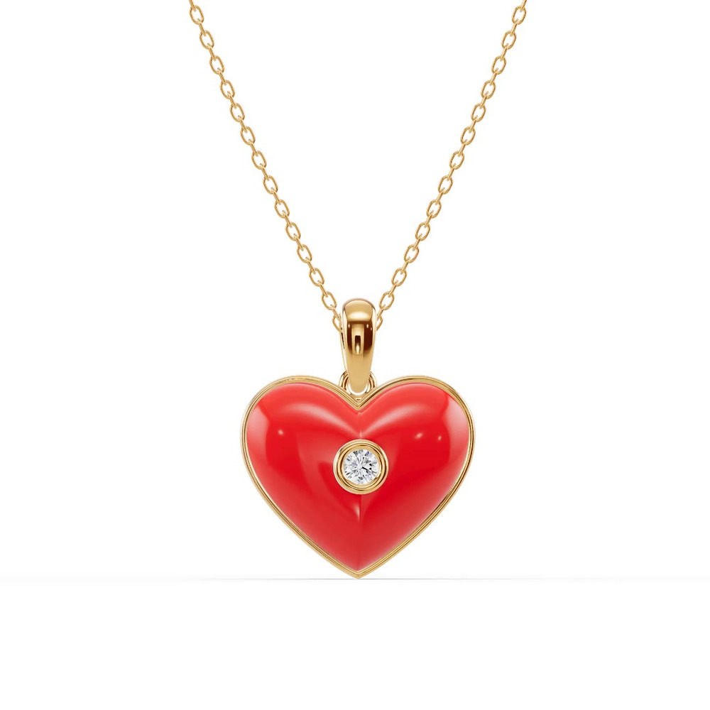 360 degree view of Devotion Red Heart Bezel Lab Diamond Necklace
