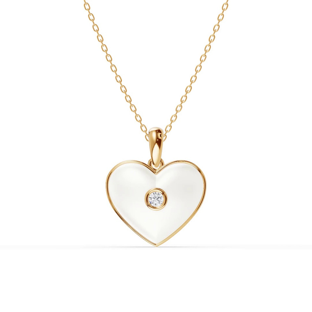 360 degree view of Devotion White Heart Bezel Lab Diamond Necklace