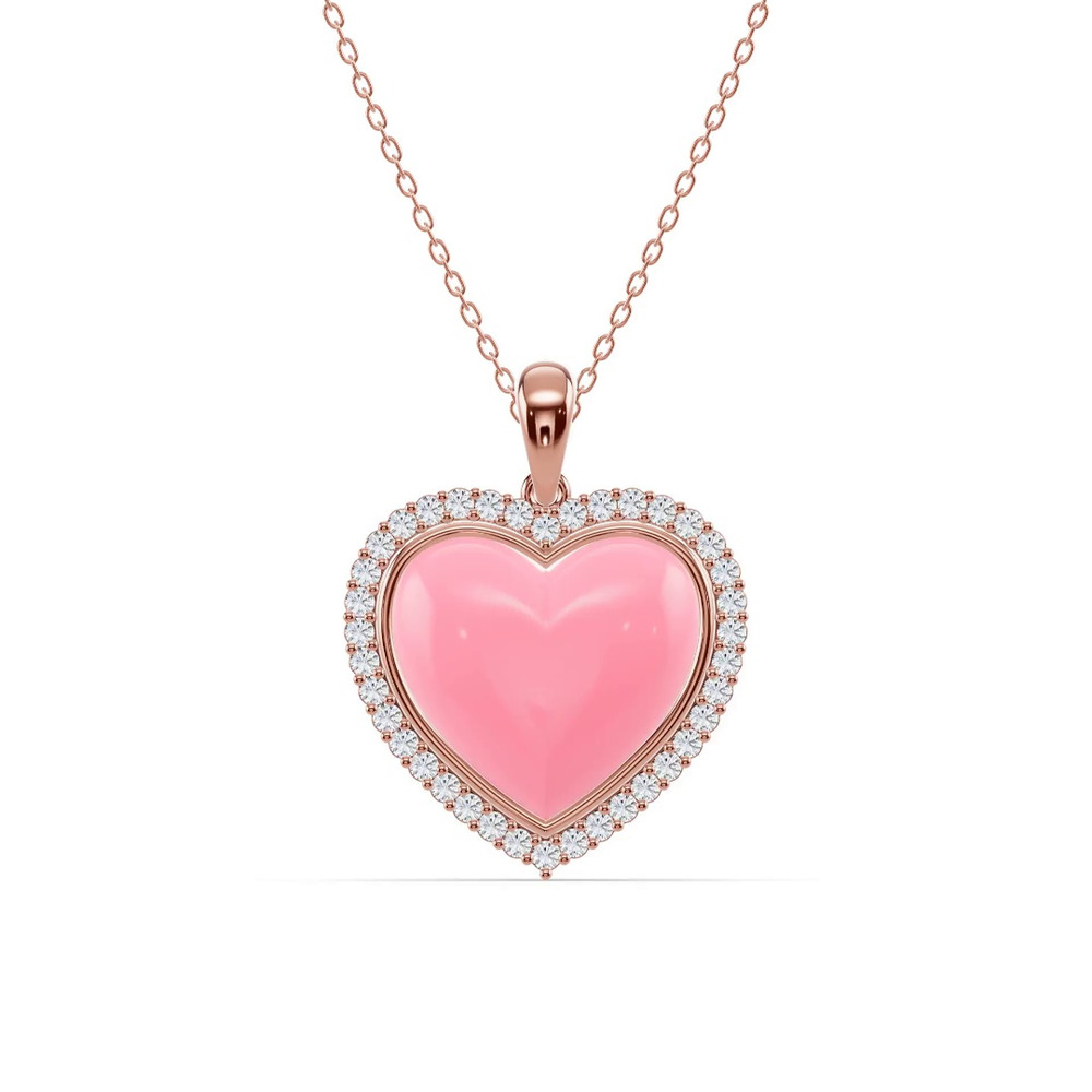 360 degree view of Forever Pink Heart Halo Lab Diamond Necklace