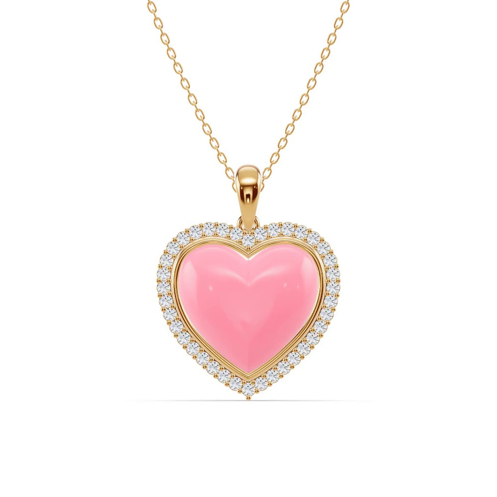 360 degree view of Forever Pink Heart Halo Diamond Necklace