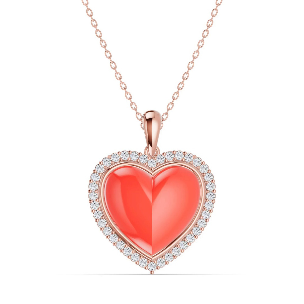 360 degree view of Forever Red Heart Halo Lab Diamond Necklace