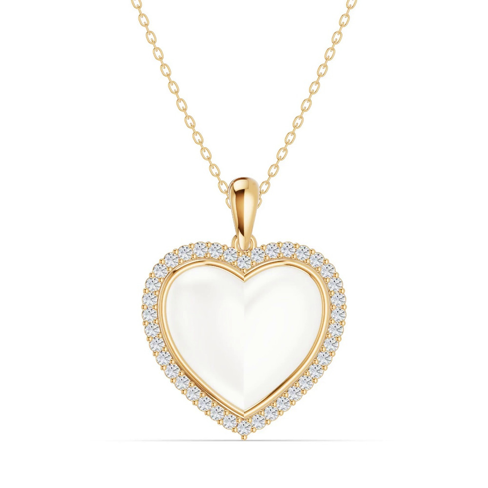 360 degree view of Forever White Heart Halo Lab Diamond Necklace