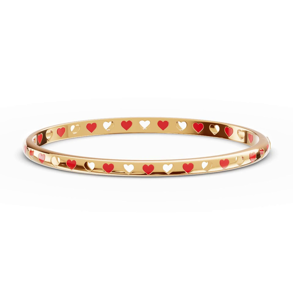 360 degree view of Eternity Red Heart Bangle