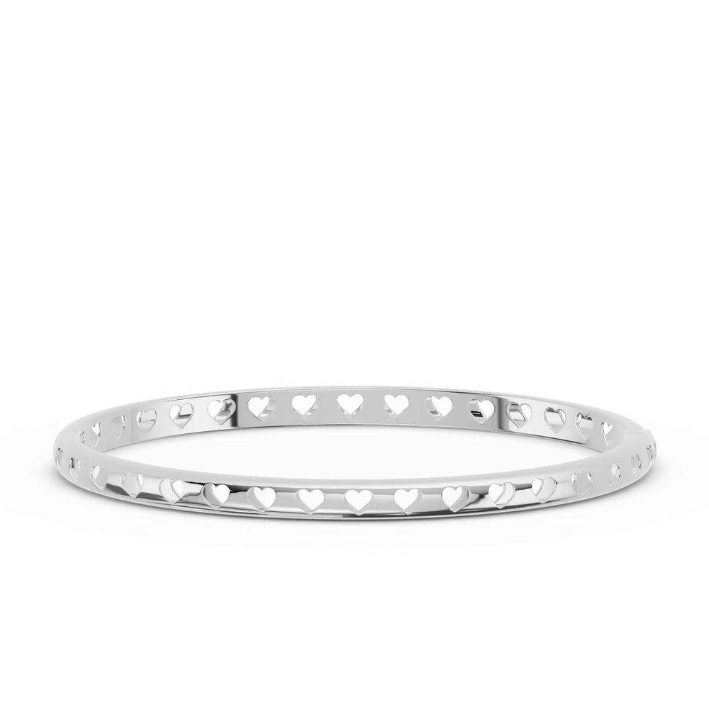 360 degree view of Eternity Heart Cutout Silver Bangle