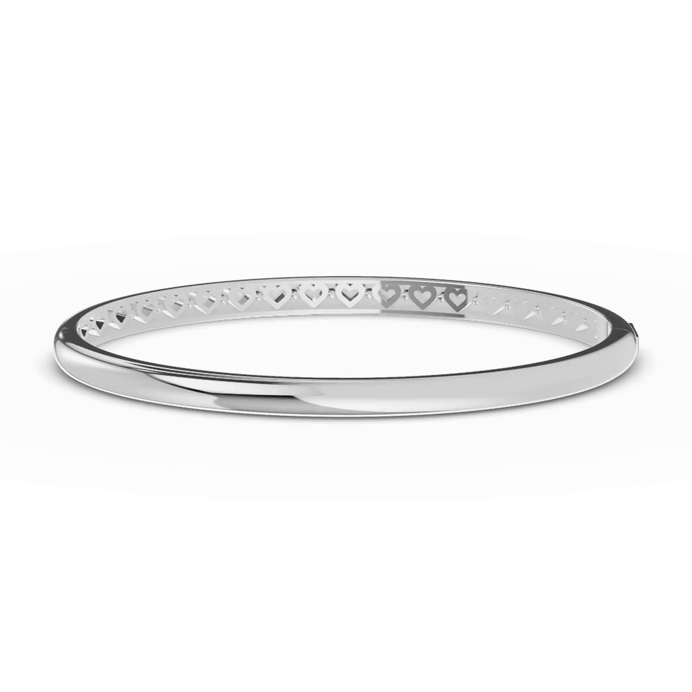 360 degree view of Inner Hearts Cutout Silver Bangle