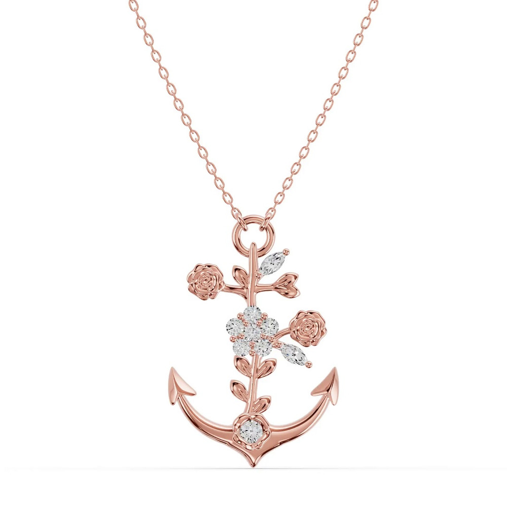 360 degree view of Vine Anchor Diamond Pendant