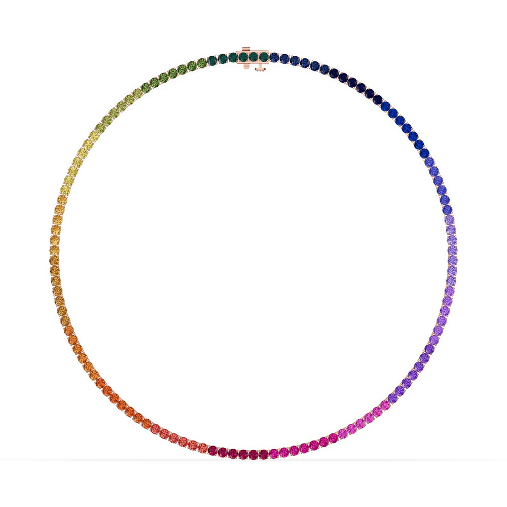 360 degree view of Rainbow Sapphire Tennis Necklace (19 ct. tw.)