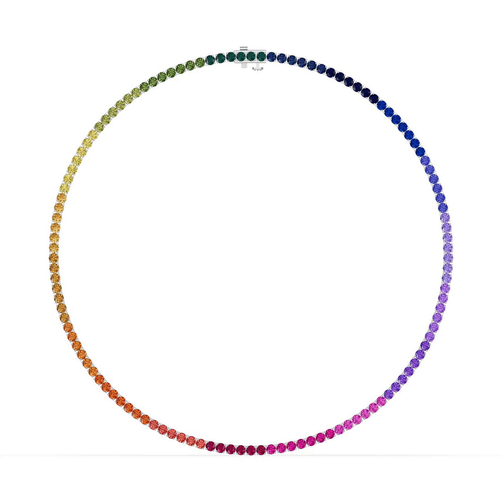 360 degree view of Rainbow Sapphire Tennis Necklace (19 ct. tw.)