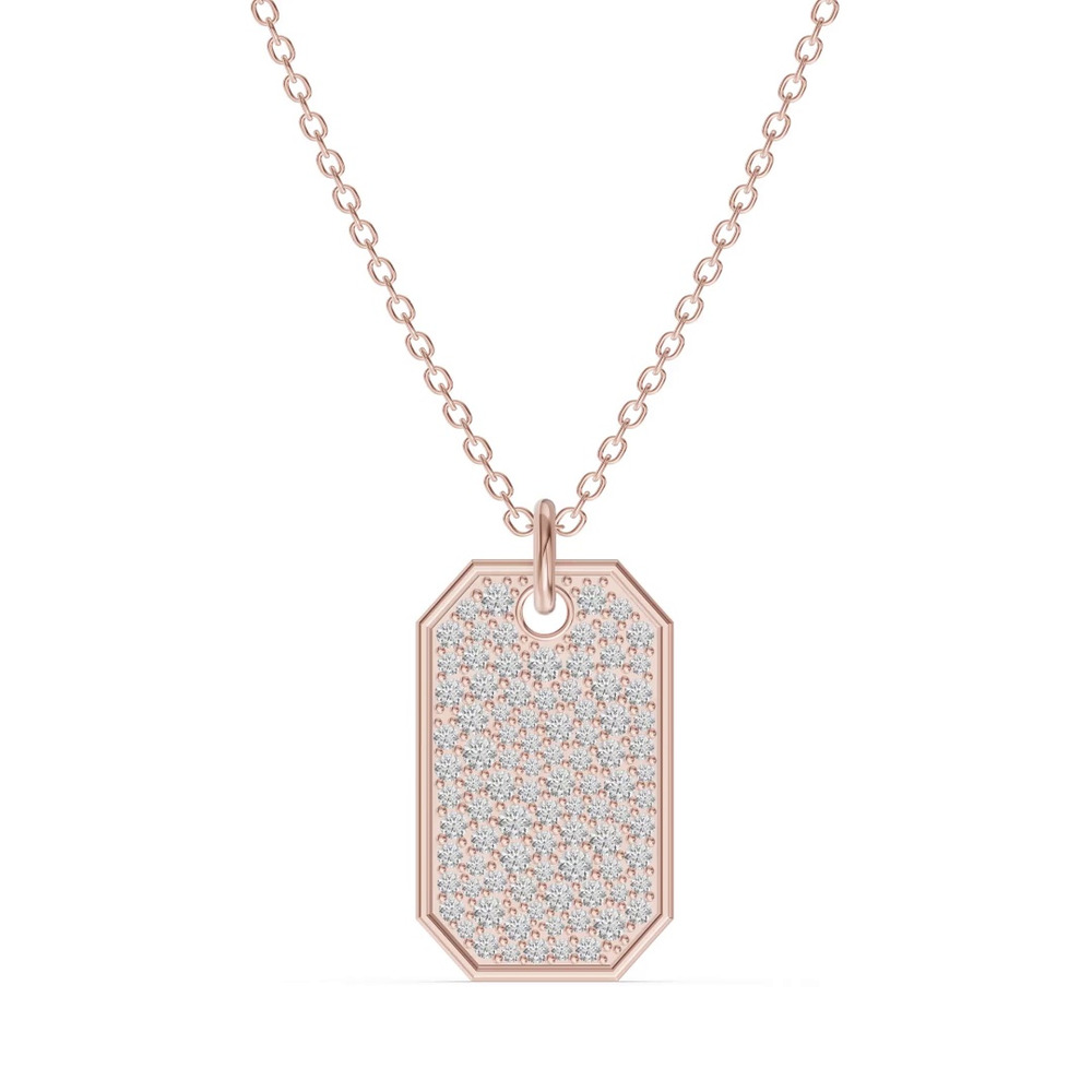 360 degree view of Signature Pavé Diamond Dog Tag Necklace