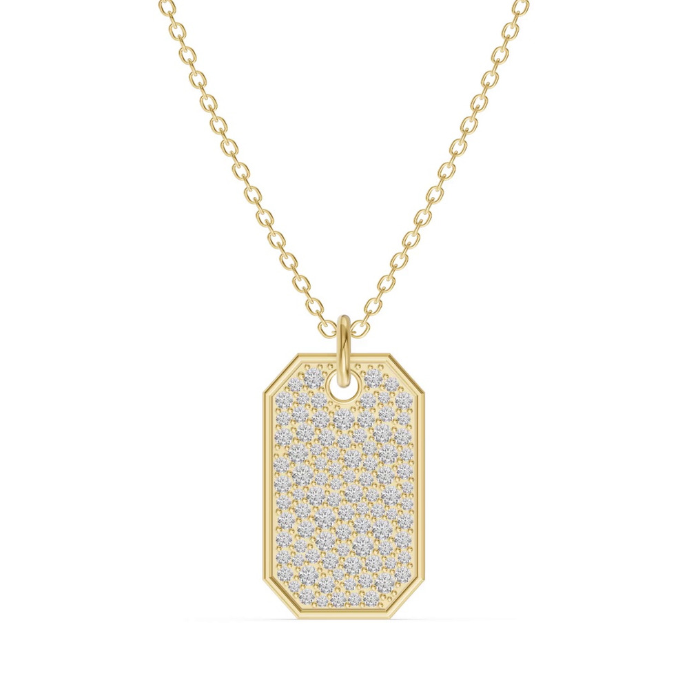 360 degree view of Signature Pavé Lab Diamond Dog Tag Necklace