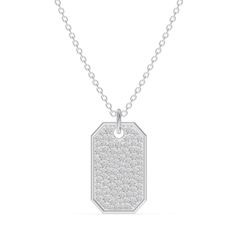 360 degree view of Signature Pavé Diamond Dog Tag Necklace