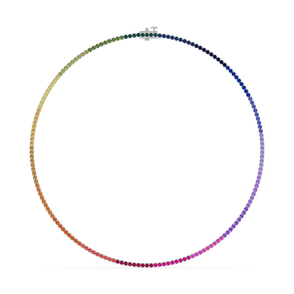 360 degree view of Rainbow Sapphire Tennis Necklace (9 ct. tw.)