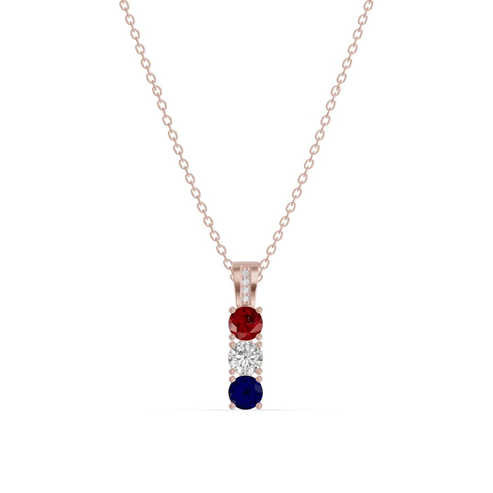 360 degree view of Three-Stone Vertical Diamond Necklace