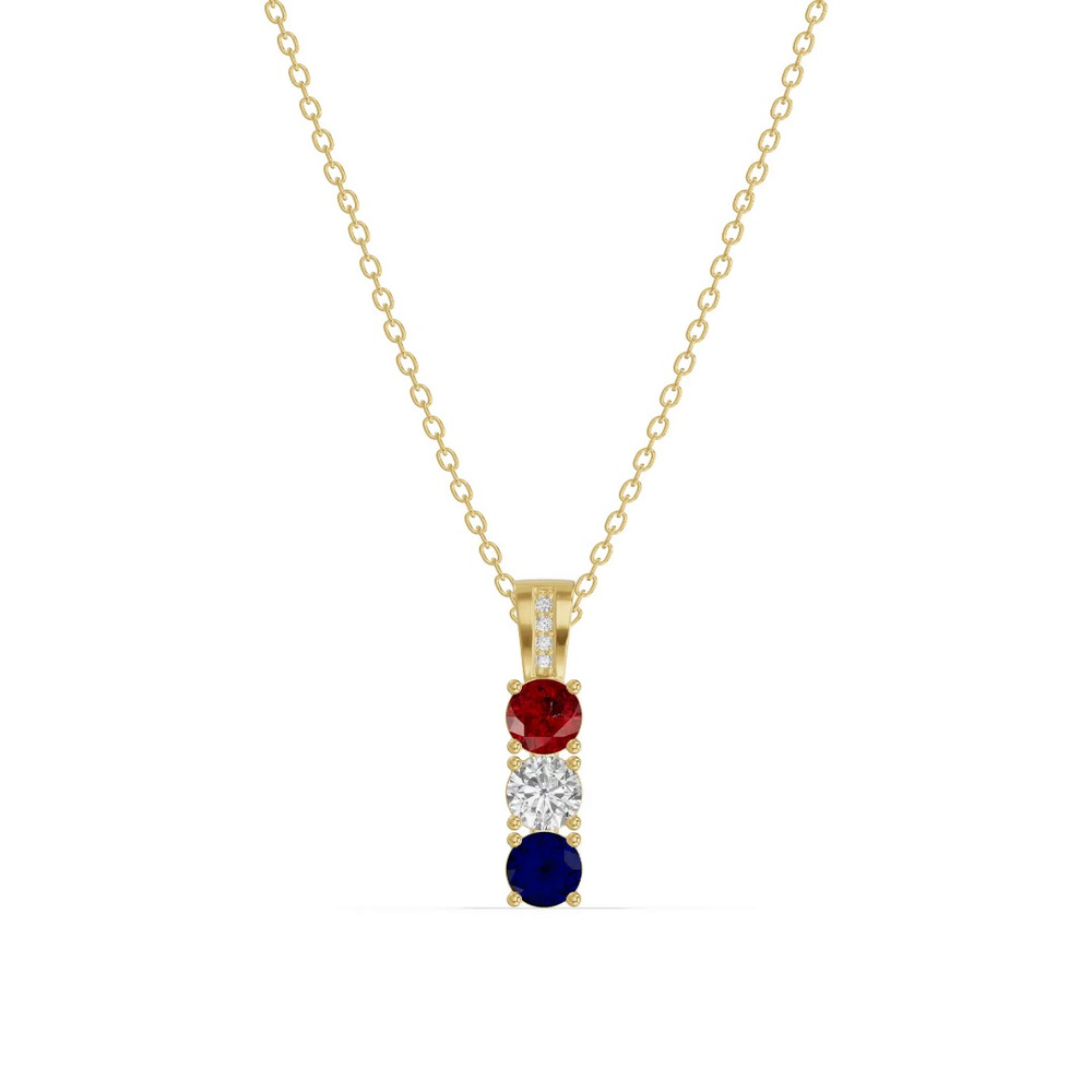 360 degree view of Three-Stone Vertical Lab Diamond Necklace