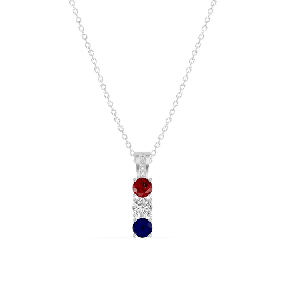 360 degree view of Three-Stone Vertical Diamond Necklace