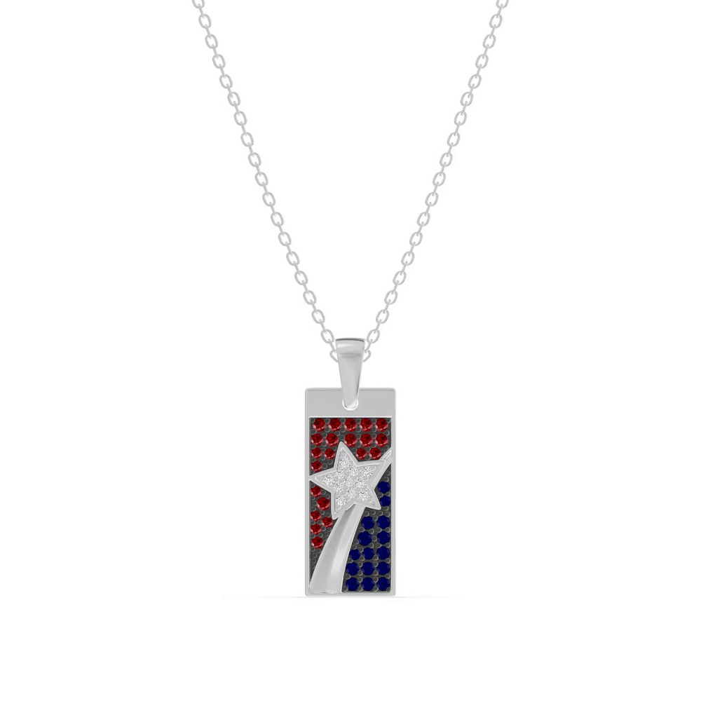 360 degree view of Shooting Star Tag Diamond Necklace