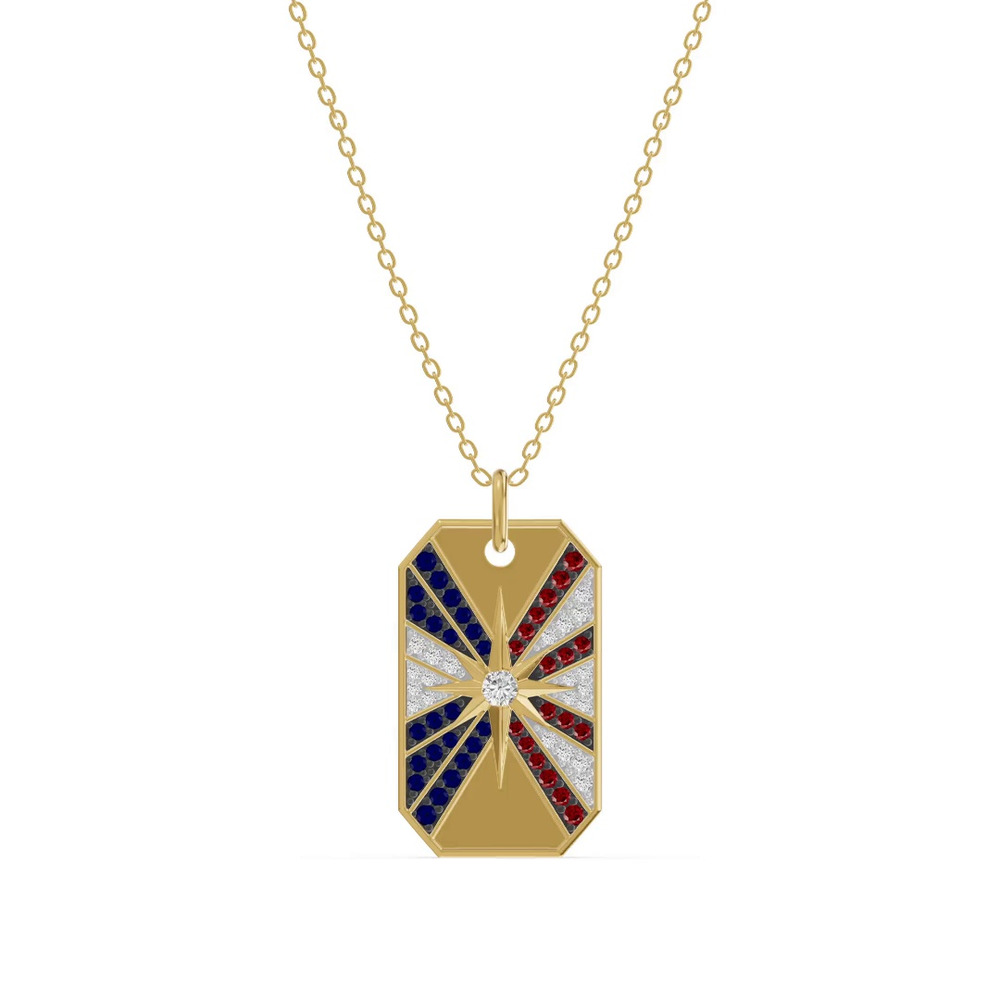360 degree view of Radiant Star Pavé Dog Tag Lab Diamond Necklace