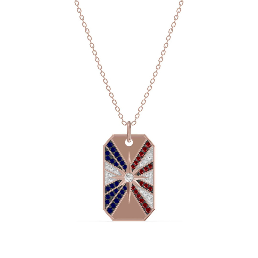 360 degree view of Radiant Star Pavé Dog Tag Diamond Necklace