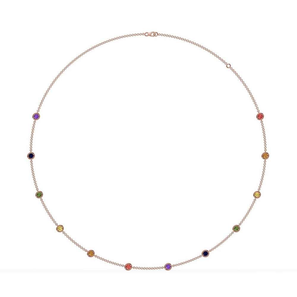 360 degree view of Rainbow Sapphire Bezel Station Necklace (2 ct. tw.)