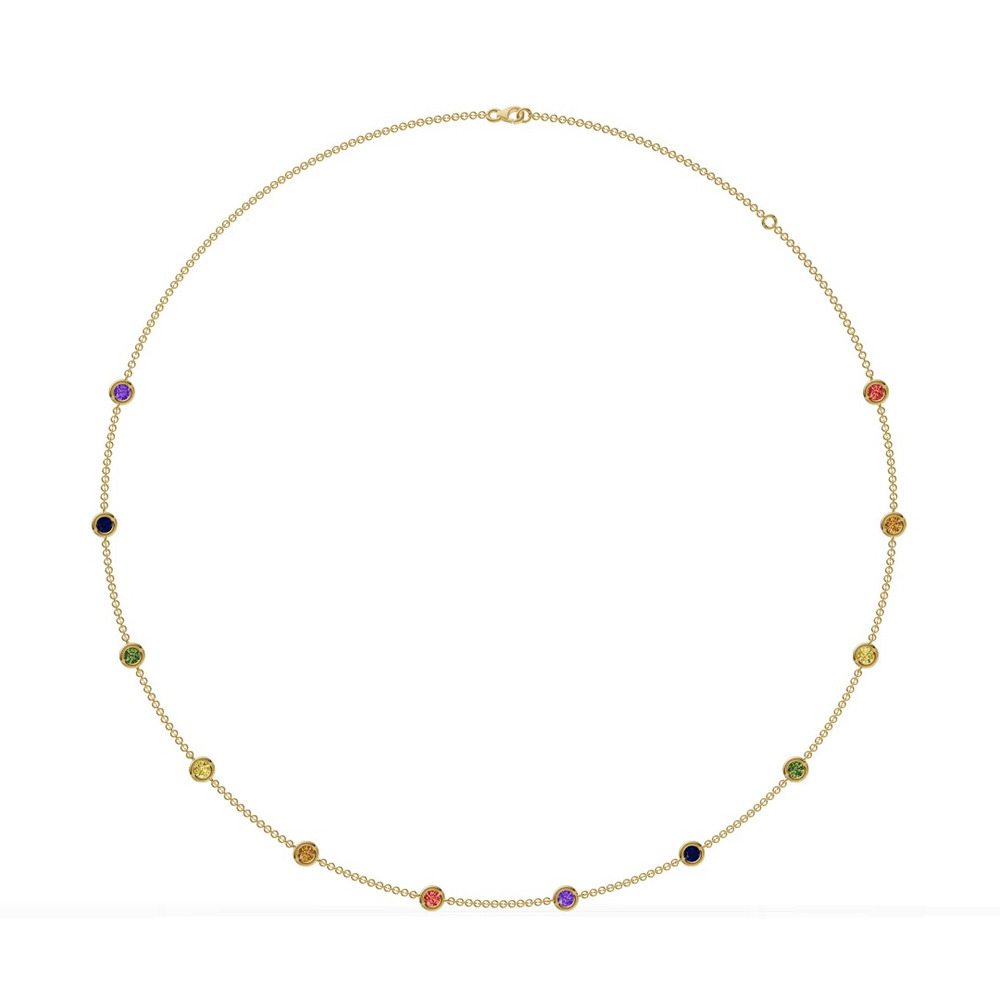 360 degree view of Rainbow Sapphire Bezel Station Vermeil Necklace (2 ct. tw.)