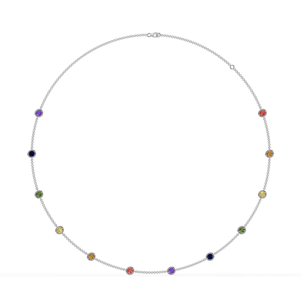 360 degree view of Rainbow Sapphire Bezel Station Necklace (3 ct. tw.)